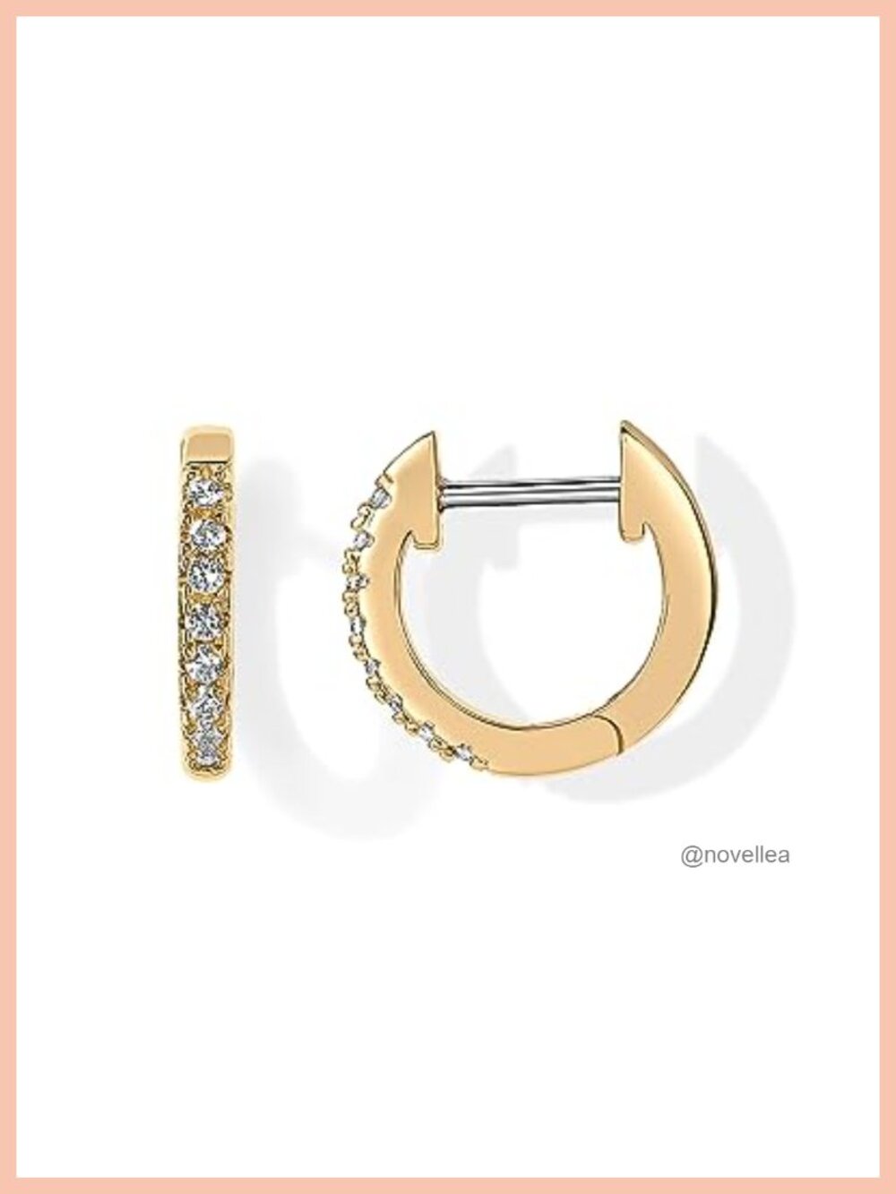 14K Gold Plated Vermeil CZ Huggie Hoop Earrings Women